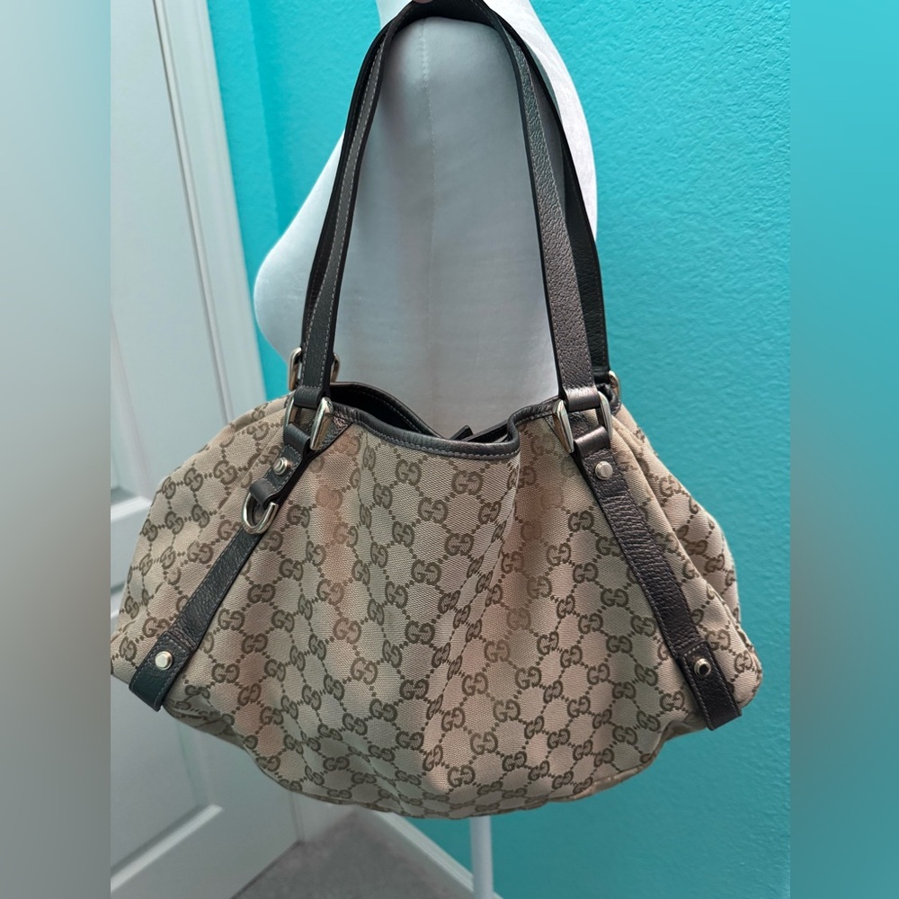 Gucci Medium Tote Bag with Dust Bag, Metallic Gunmetal